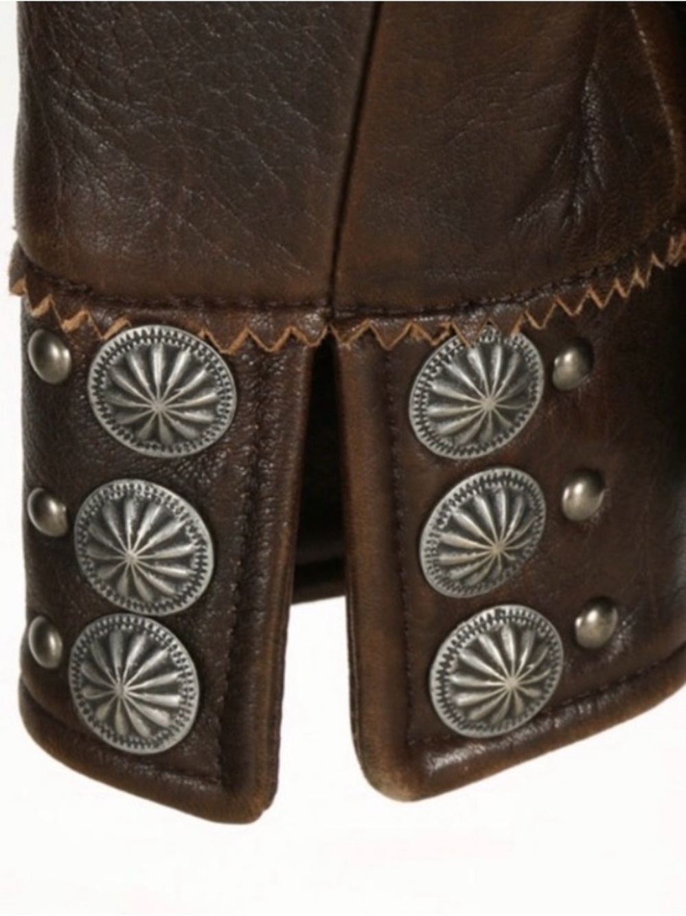 Vintage Double D Ranch Brown Leather Concho Jacket M Western Cowgirl - Picture 4 of 10